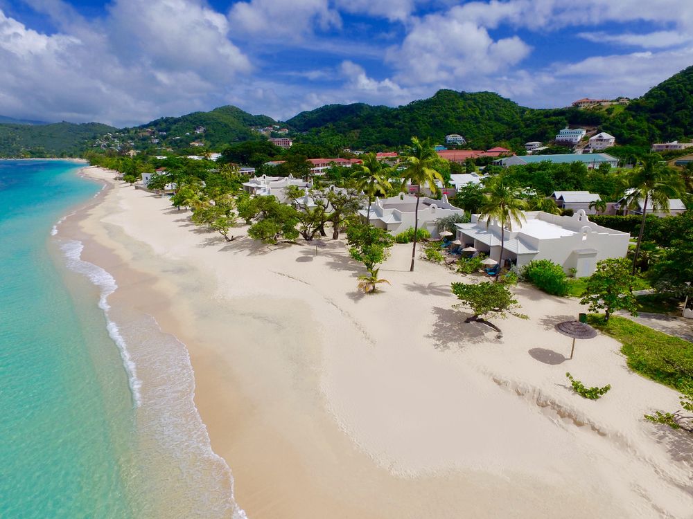 Aerial view of Spice Island Beach Resort, Grand Anse Beach, Grenada