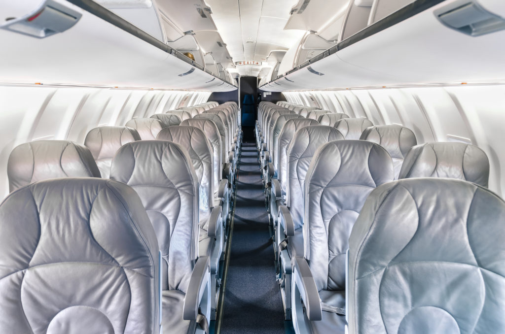Interior of a small commercial airplane