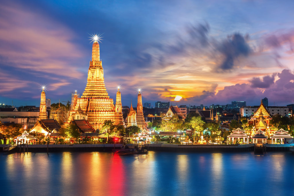 Wat Arun Temple at night in Bangkok, Thailand