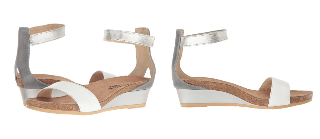 Two views of the Nato Pixie Wedge Sandal