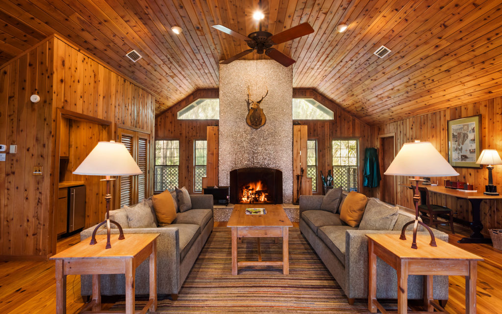 Interior lounge area at Lodge on Little St. Simons Island on Little St. Simons Island, Georgia