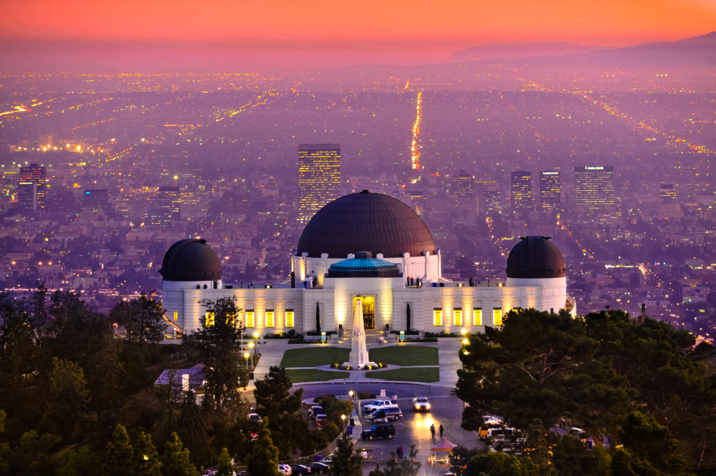 Griffith Observatory in Los Angeles, California at sunset