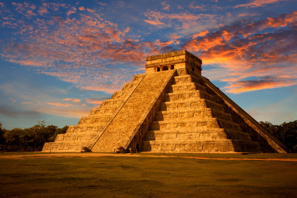 Kukulkan Temple at Chichen Itza on the Yucatan Peninsula in Mexico