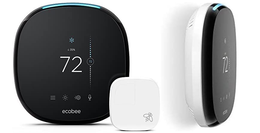 Two views of the the ecobee4 smart thermostat
