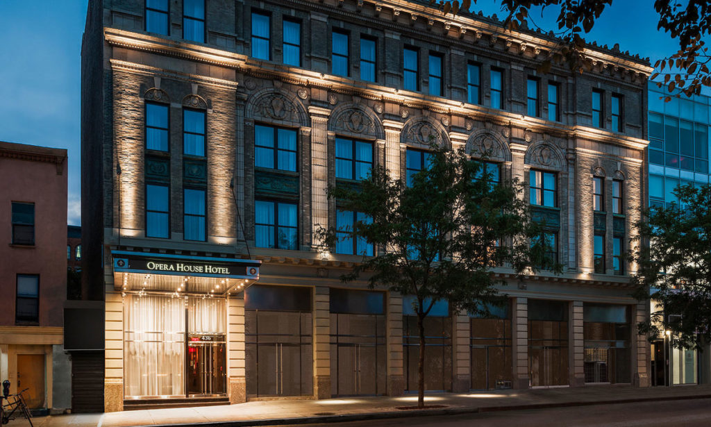 Front entrance of The Opera House Hotel in New York City