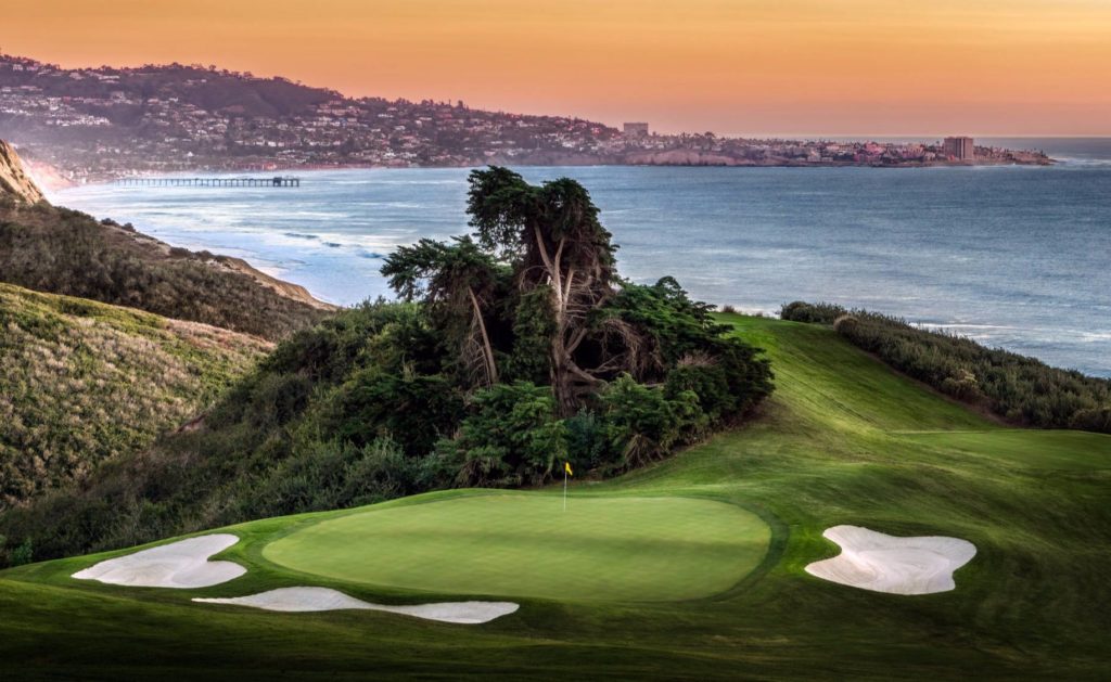 Hole on Torey Pines Golf Course on the water in San Diego, California