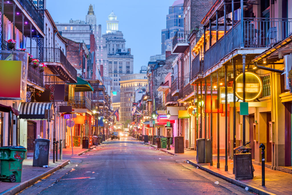 Bourbon Street at twilight in New Orleans, Louisianna