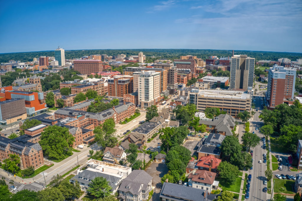 Aerial view of Ann Arbor, Michigan