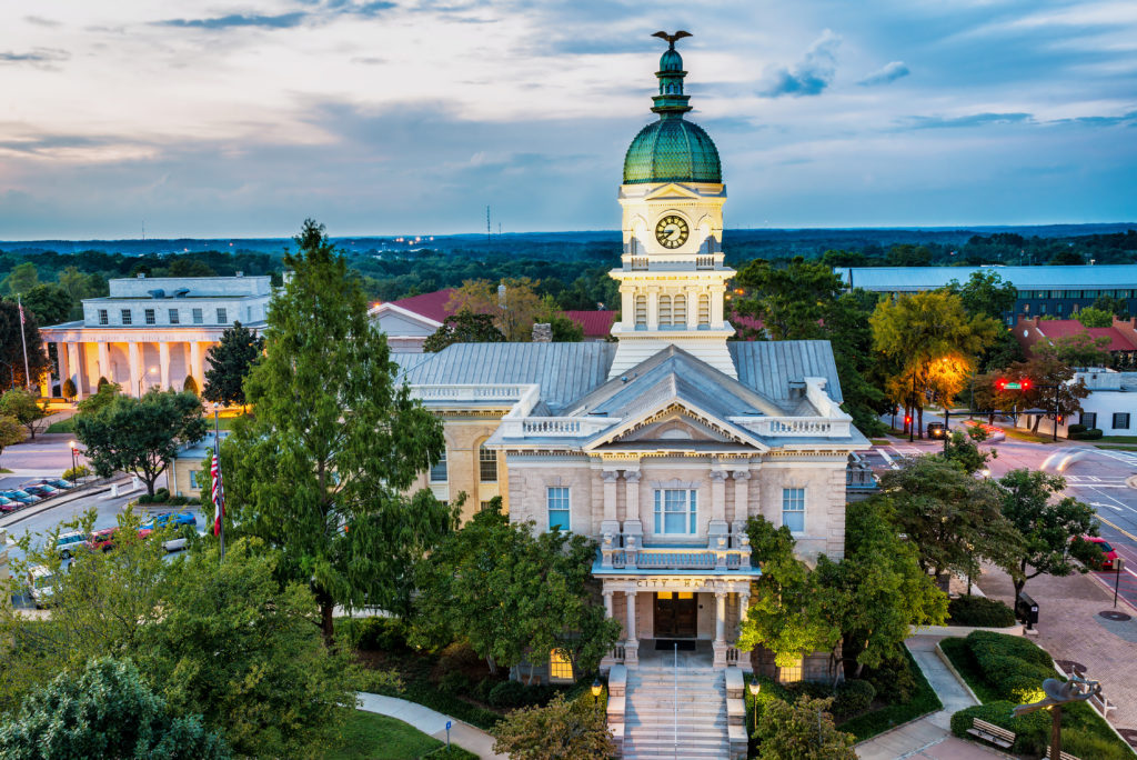 Downtown Athens, Georgia at dusk