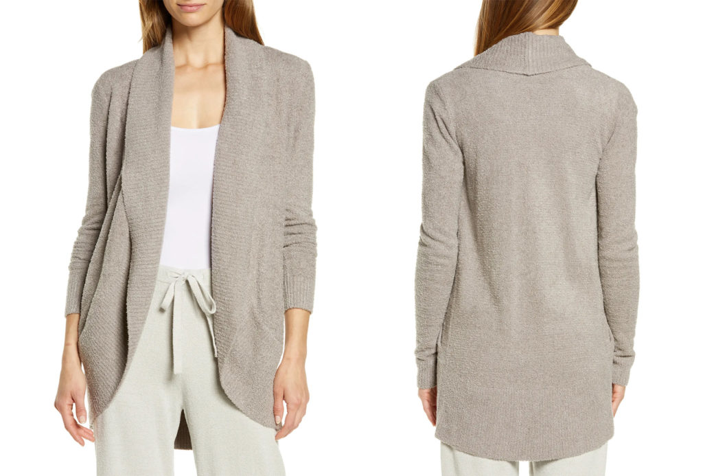 Front and back views of the CozyChic Lite Circle Cardigan in tan