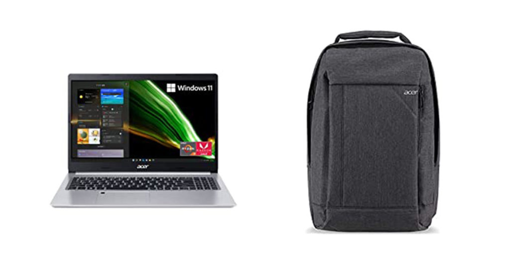 Open laptop (left) and Acer Aspire Laptop and Backpack Combo (right)