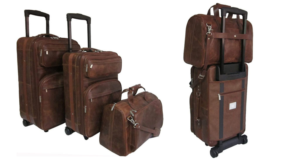 Amerileather Waxy Brown Leather Three Piece Set Traveler