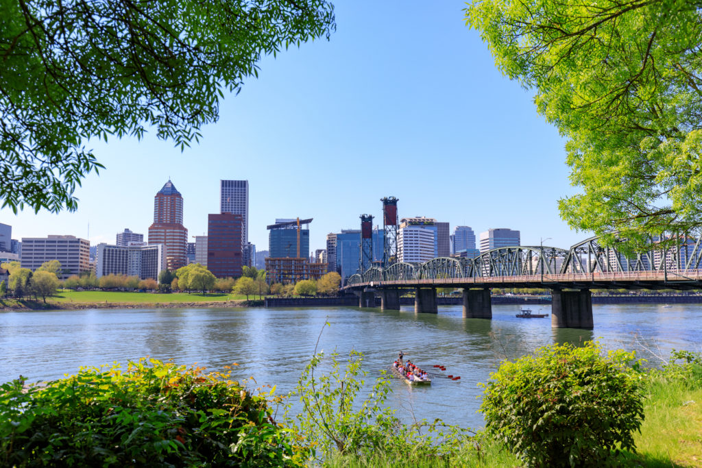 Waterfront Park and skyline of Portland, Oregon