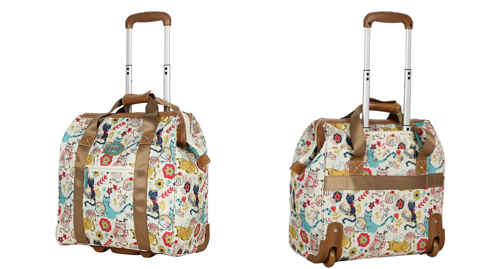 Two views of the Lily Bloom Wheeled Cabin Tote