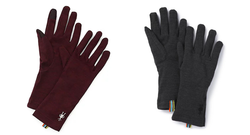Smartwool Thermal Merino Gloves in deep red (left) and black (right)