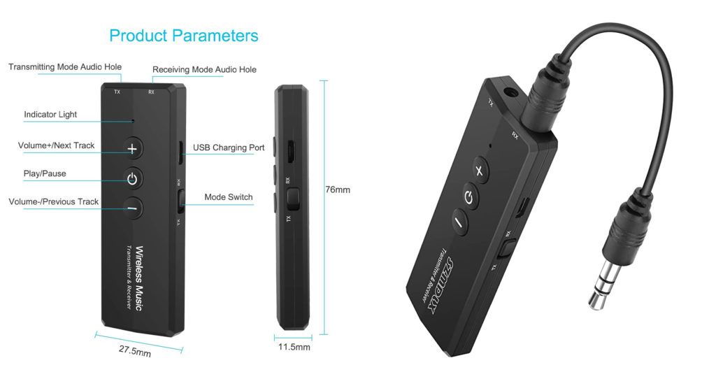 Bluetooth 3-in-1 Portable Wireless Bluetooth Adapter