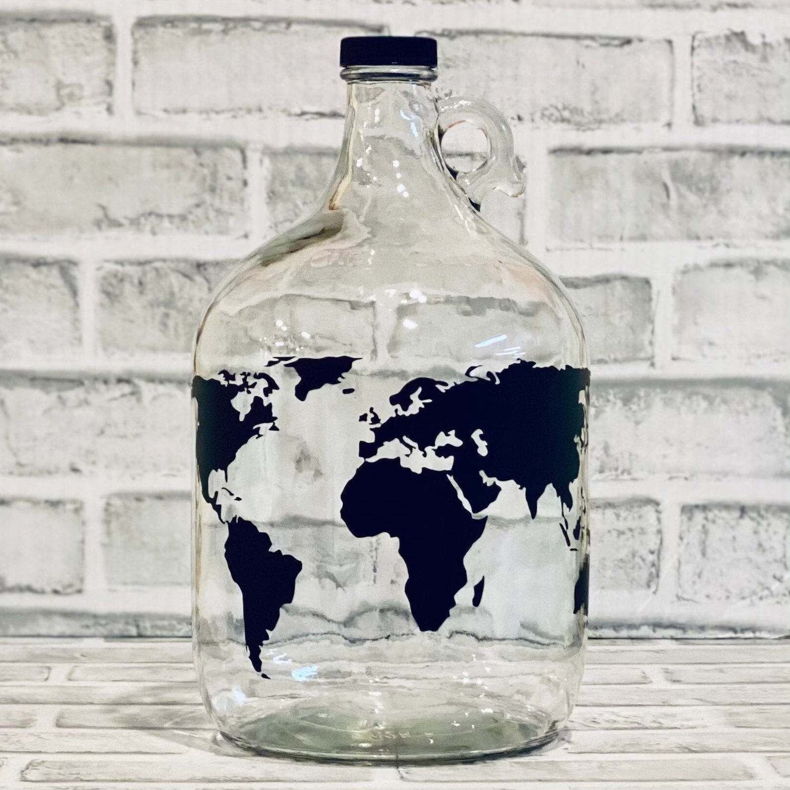 Jug with world map on it