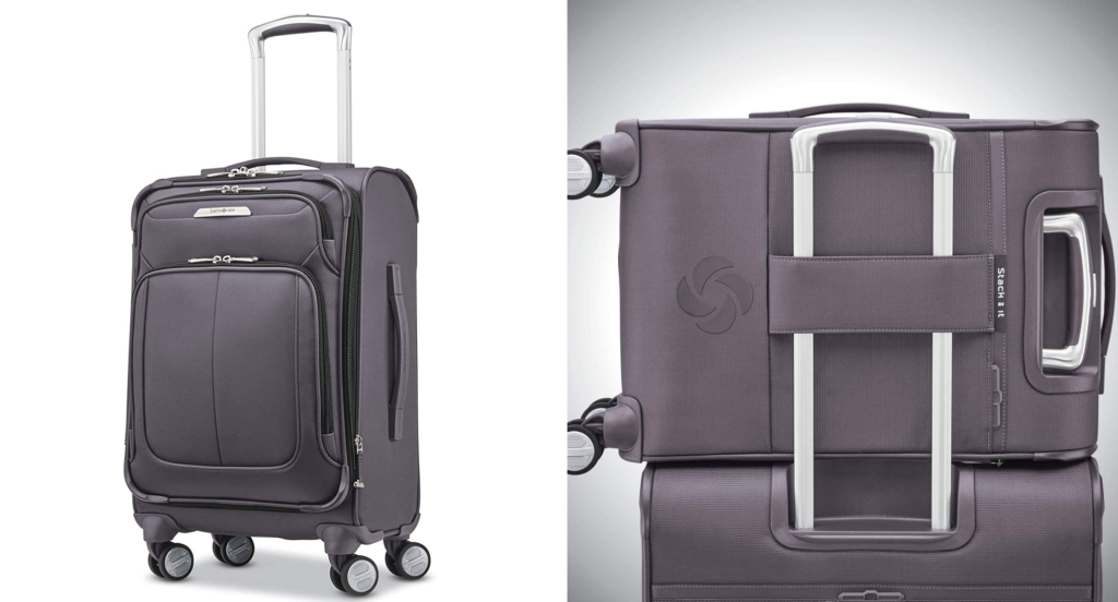 Samsonite's Expandable Softside Carry-on Spinner in purple