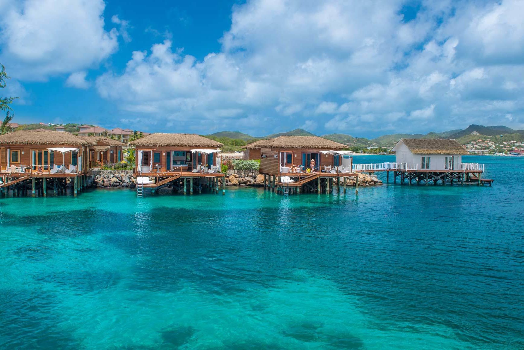 Overwater bungalows at Sandals Grande St. Lucian