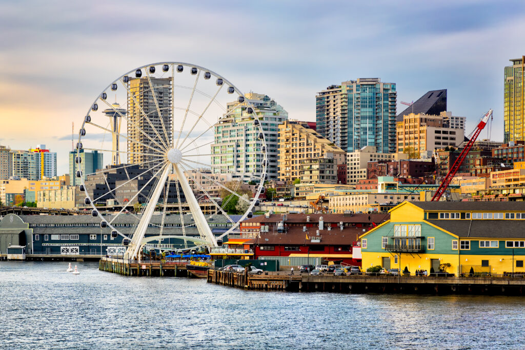 Ferris wheel at waterfront in Seattle