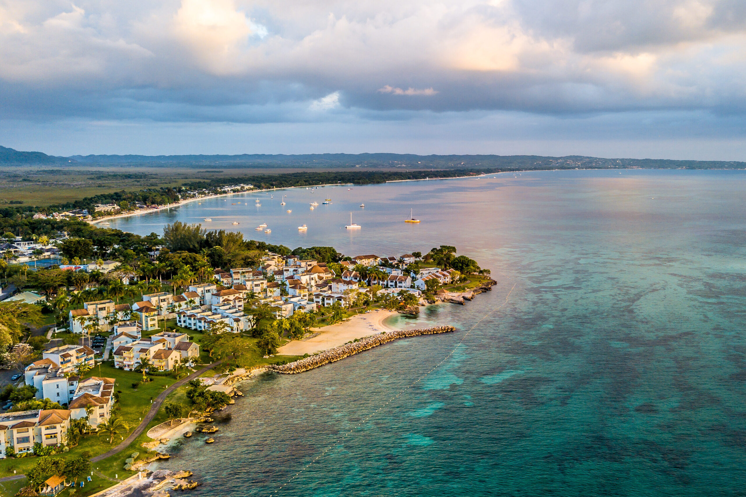 Aerial view of a beach in Negril, Jamaica