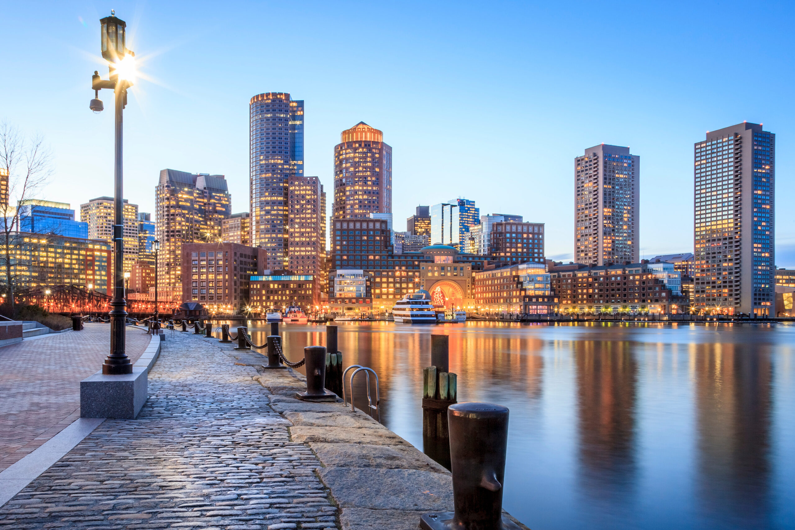 Walking path by Boston Harbor in Boston, Massachusetts, United States