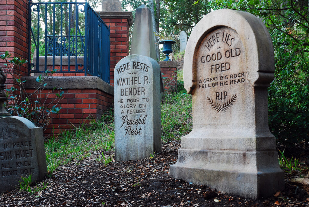 Tombstones at Disney World's haunted mansion