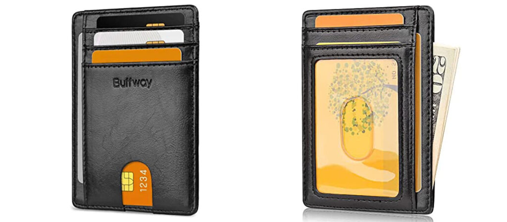 Two views of the Buffway Slim Minimalist Wallet