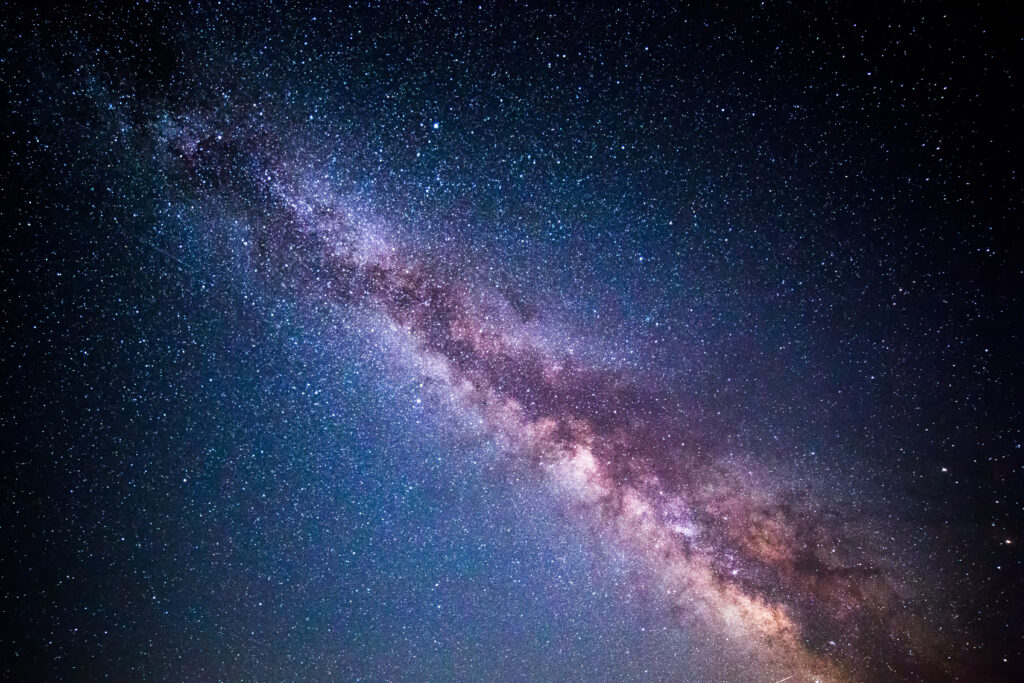 View of the Milky Way running through a starry sky