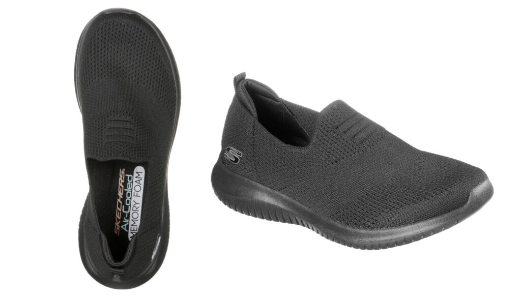 SKECHERS Ultra Flex Harmonious in black, a good knit travel shoe