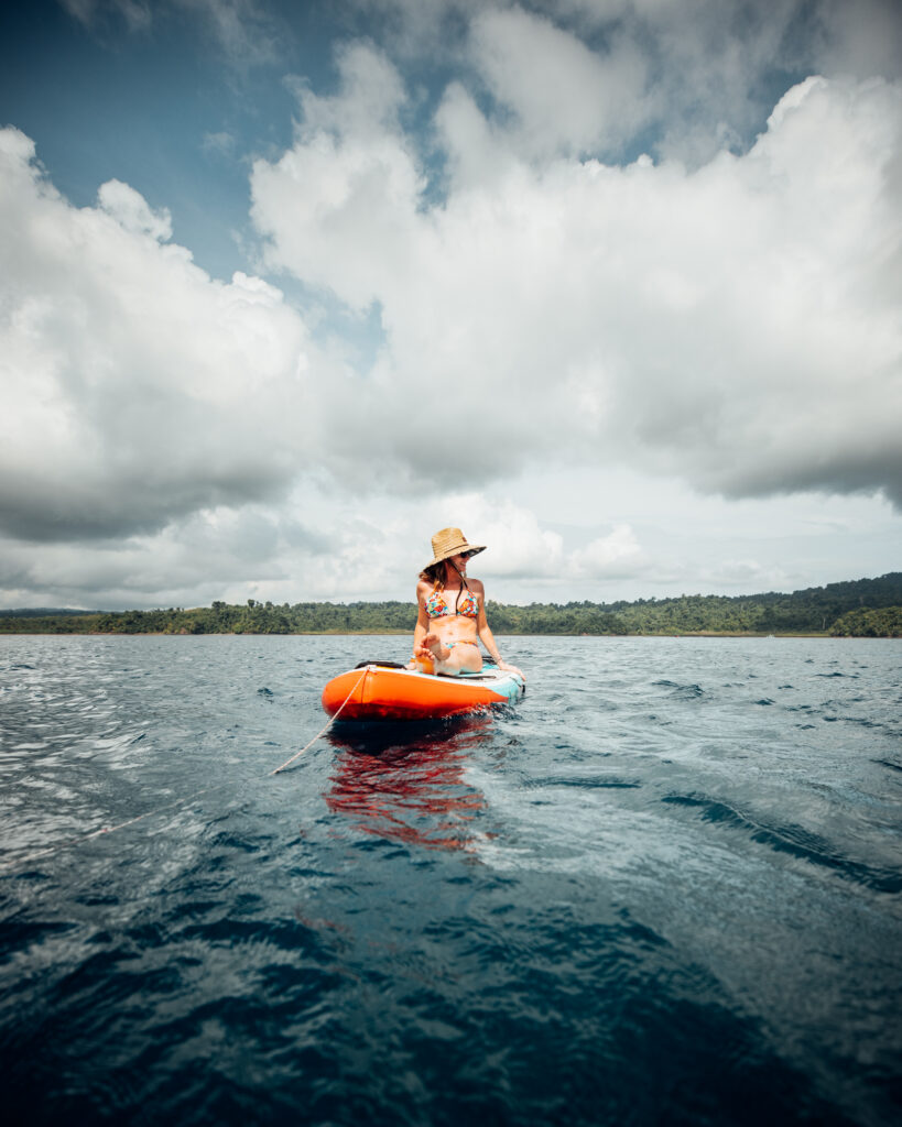 Woman kayaking in Panama