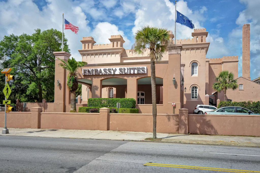Front exterior view from across the street of the Embassy Suites by Hilton Charleston Historic District