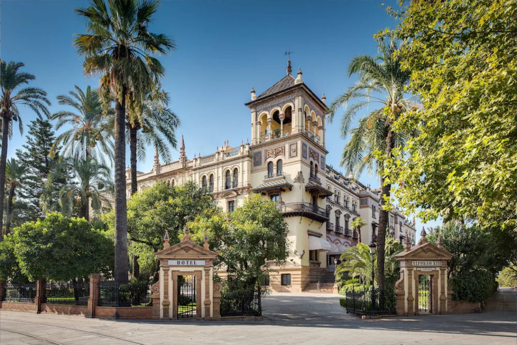 Front entrance of the Hotel Alfonso XIII, a Luxury Collection Hotel, Seville.