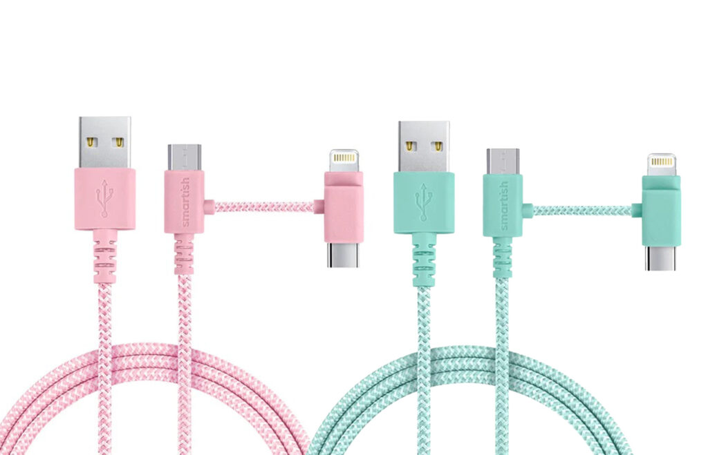 Smartish Crown Joule Charging Cable in pink and mint