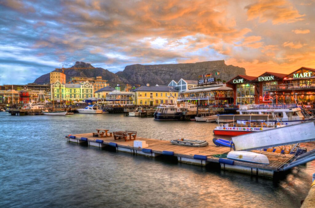 Coastline of Cape Town, South Africa at sunset