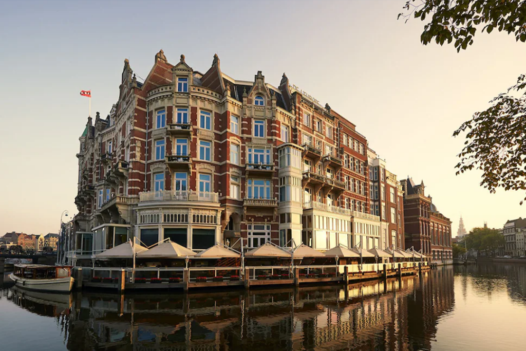 Exterior view of the De L'Europe Amsterdam from the river