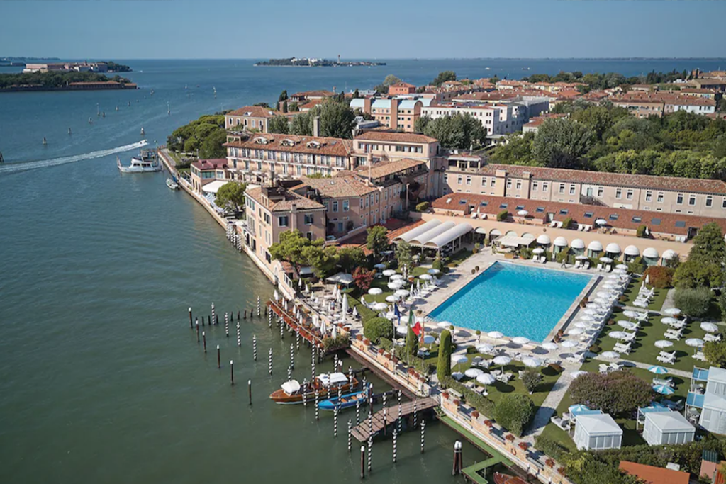 Aerial view of the Hotel Cipriani in Venice