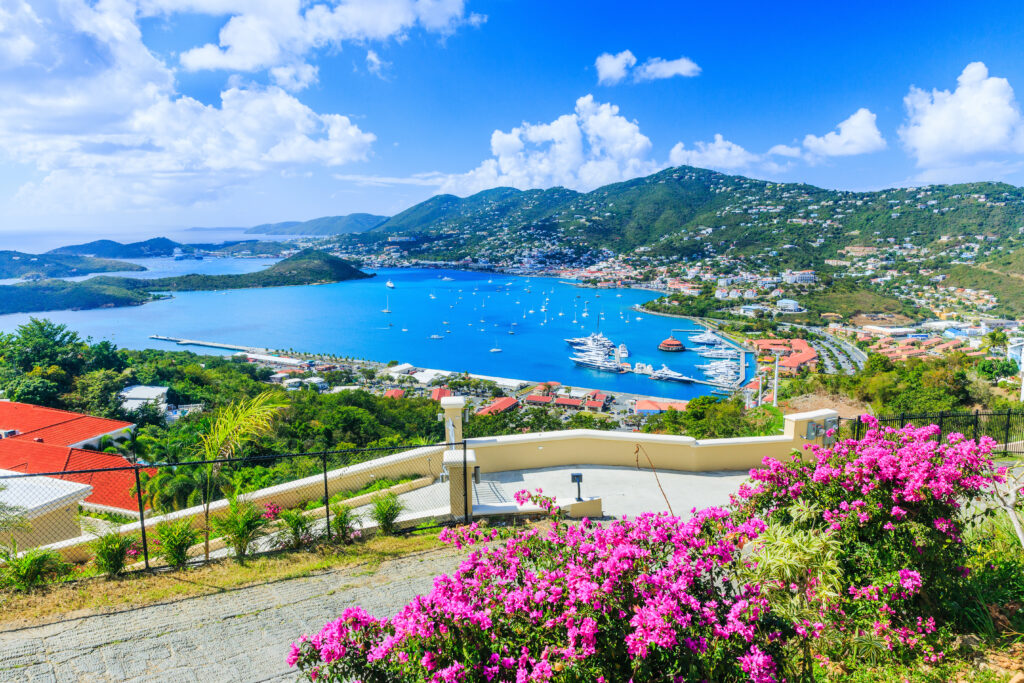 View of a bay on the island of St Thomas, US Virgin Islands