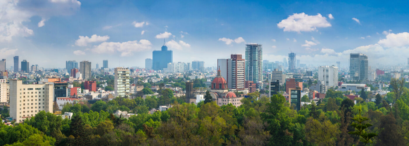 Skyline of Mexico City on a clear day