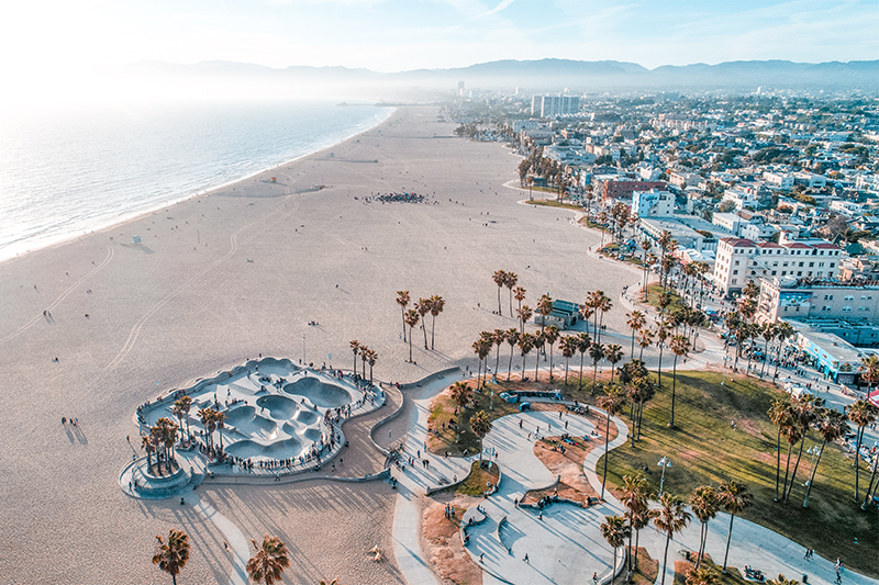 Aerial view of Venice Beach Los Angeles