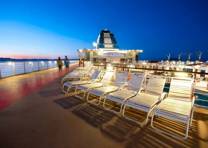 cruise ship deck at night