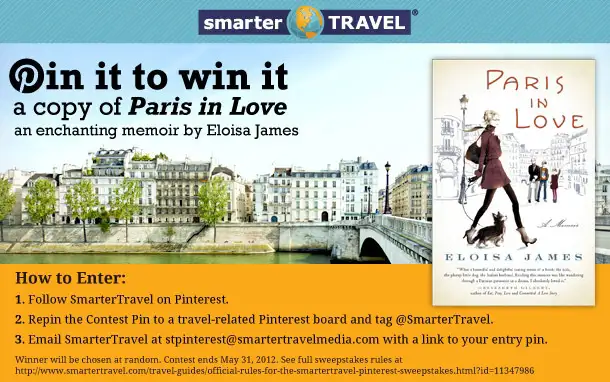 Pinterest Giveaway for ‘Paris in Love’ by Eloisa James