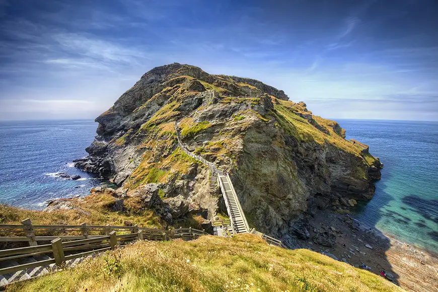 Tintagel, England's King Arthur Court and Merlin's Cave mythical places.