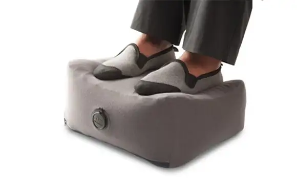 Feet resting on footrest
