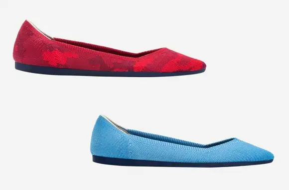 Rothy's The Pointed Flat in blue and red