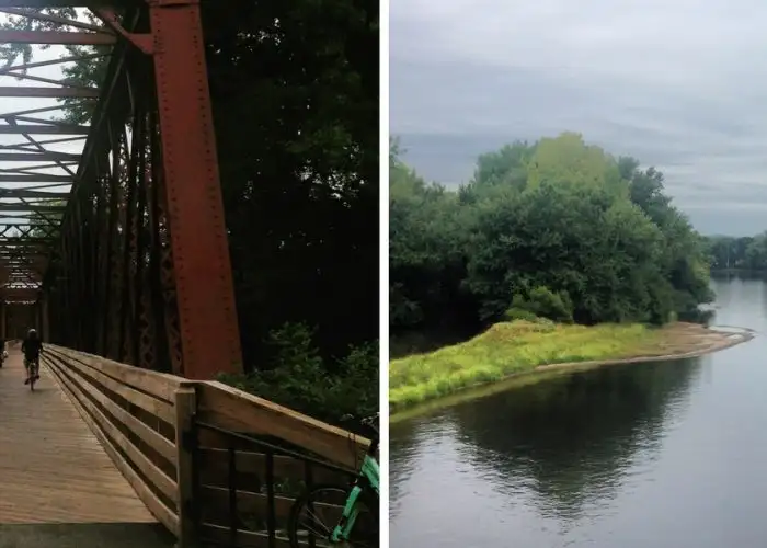 Rail bridge and water in Northampton MA