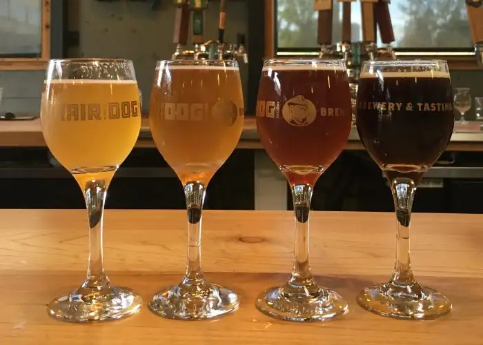 Hair of the Dog Brewery flight in Portland, Maine