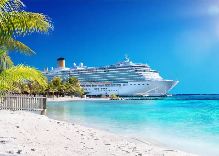 cruise ship docked in caribbean