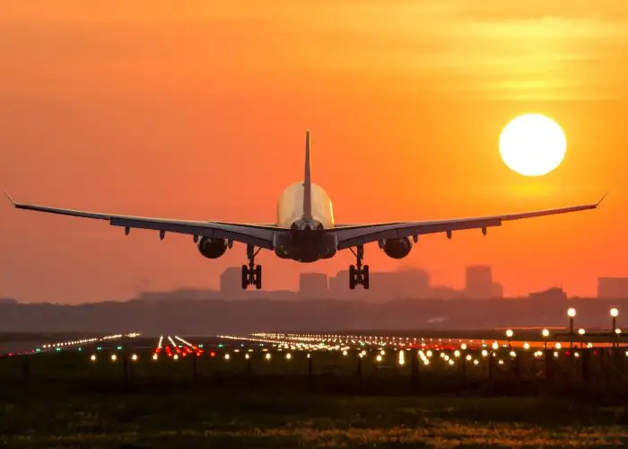 "Airplane Landing" "Sunset"
