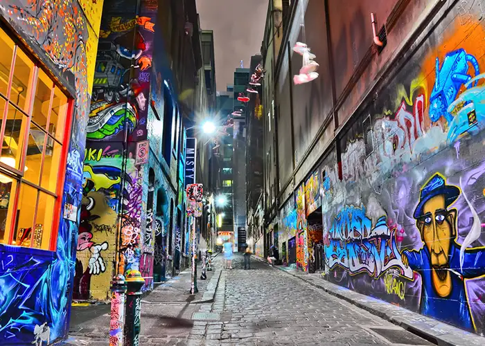 melbourne alley with street art